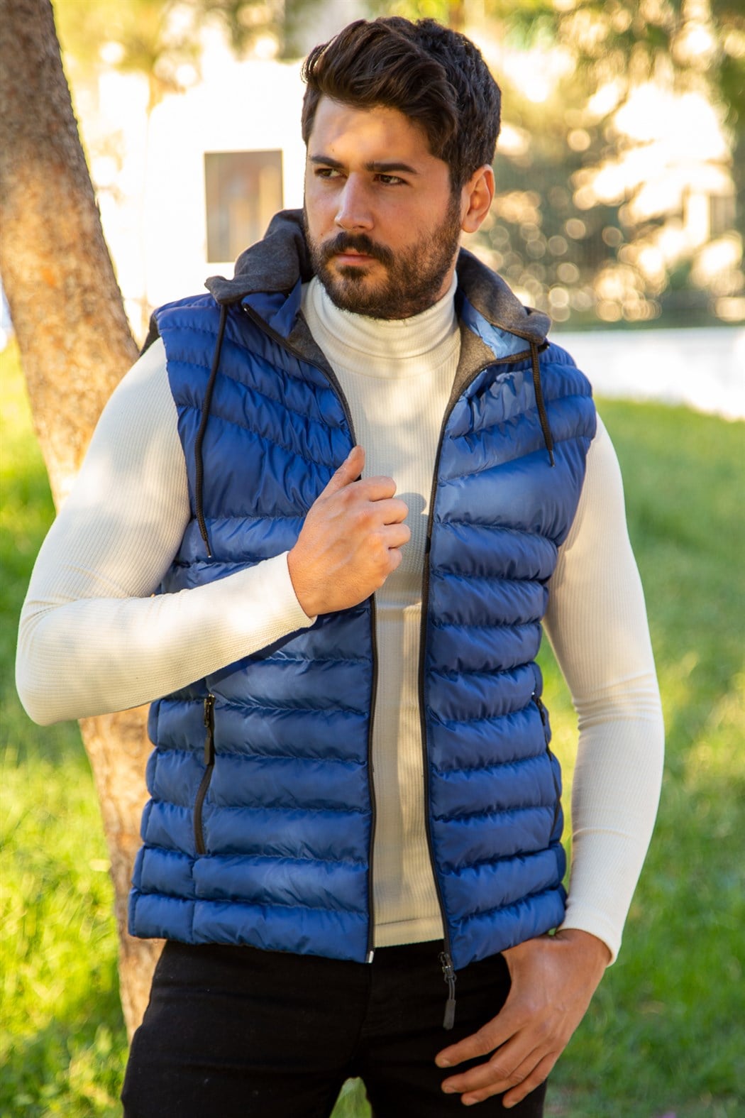 ERKEK KAPŞONLU ŞİŞME YELEK WIPEOUT MAVİ YELEK MAVİ