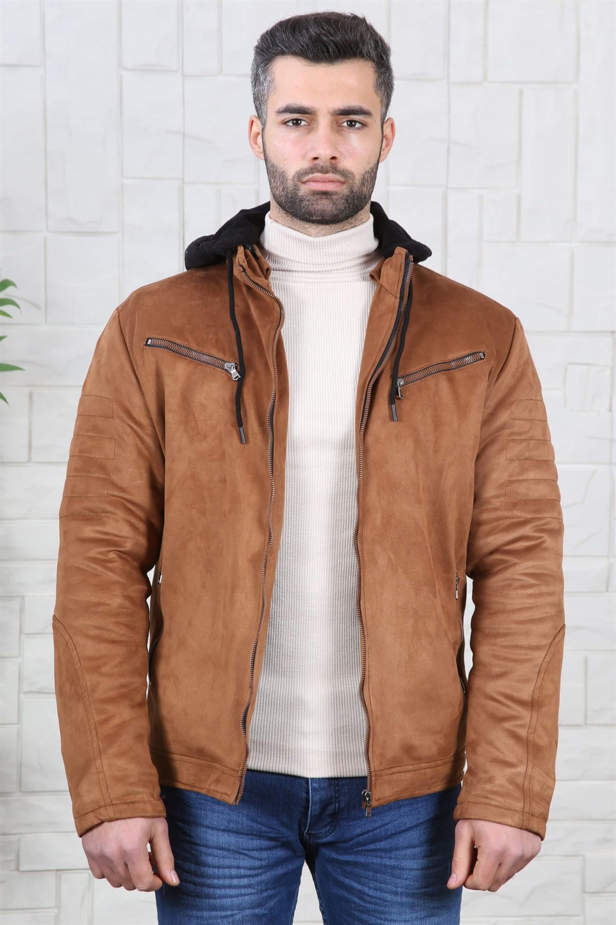 ERKEK KAPŞONLU SÜET MONT TABA TABA