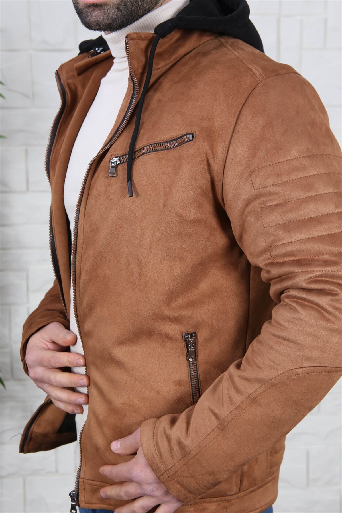 ERKEK KAPŞONLU SÜET MONT TABA TABA