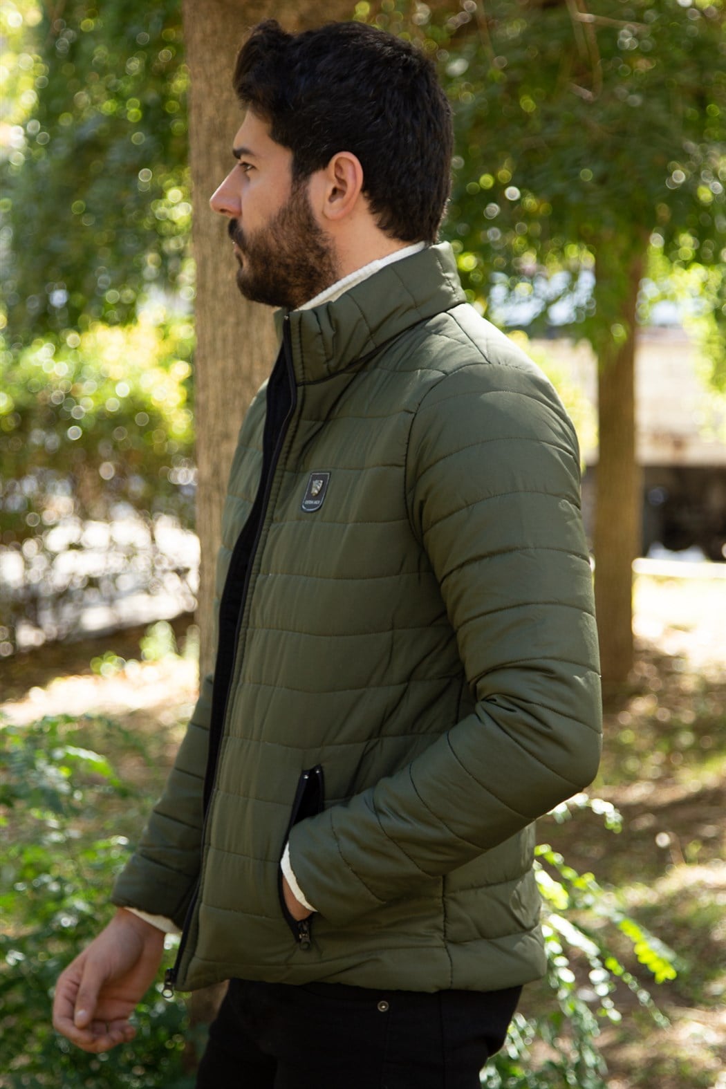 ERKEK Kapşonsuz Şişme Mont HAKI mont HAKI