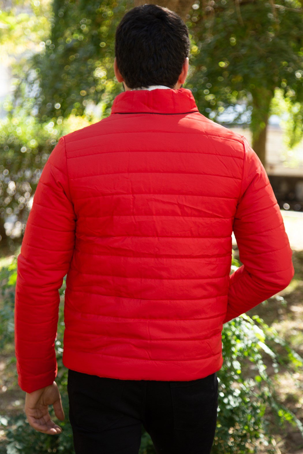 ERKEK Kapşonsuz Şişme Mont KIRMIZI mont KIRMIZI