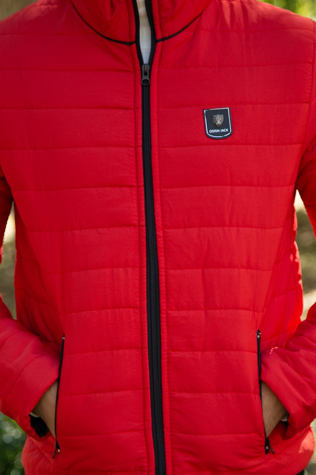 ERKEK Kapşonsuz Şişme Mont KIRMIZI mont KIRMIZI