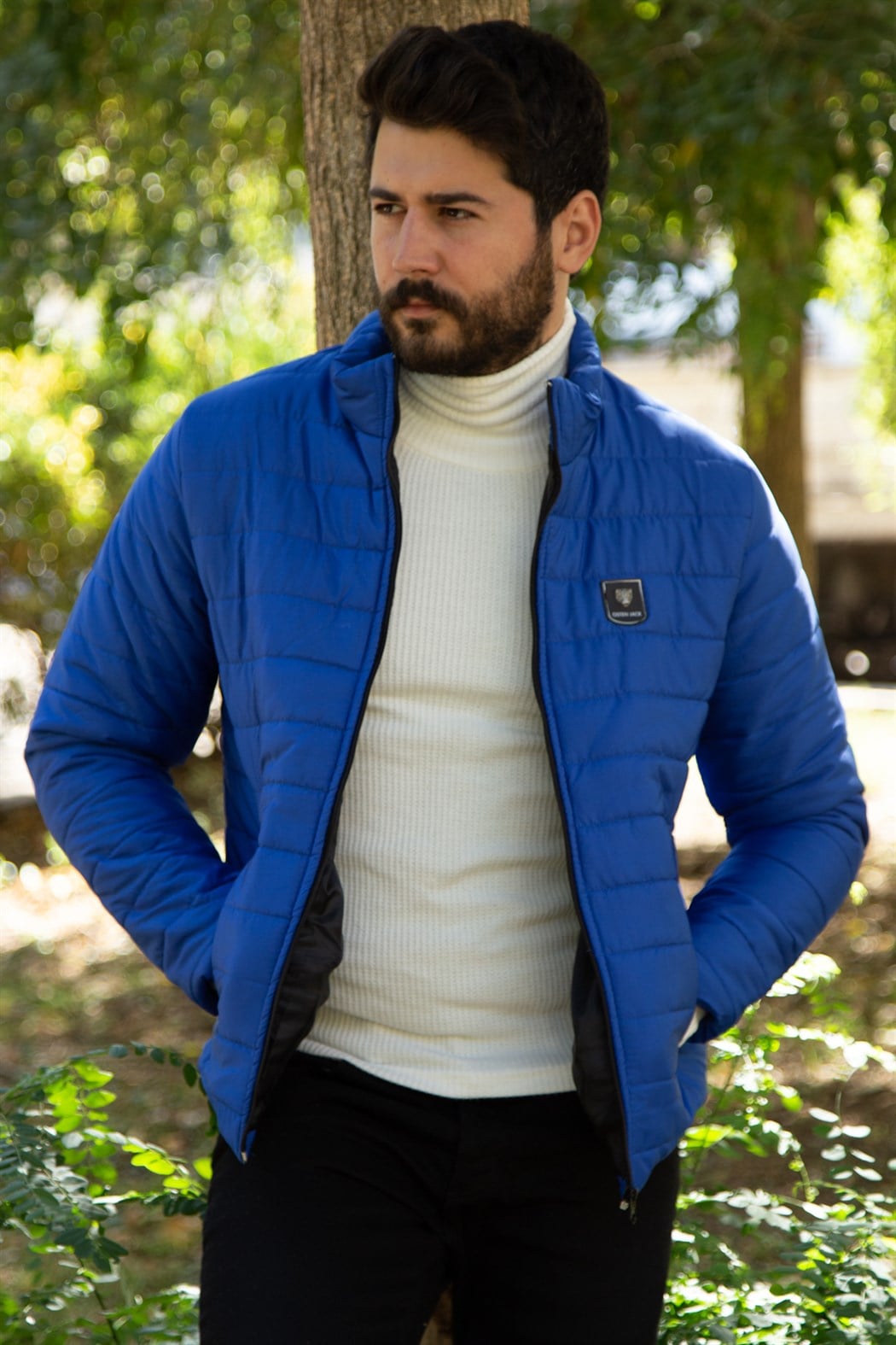 ERKEK Kapşonsuz Şişme Mont MAVI mont MAVI