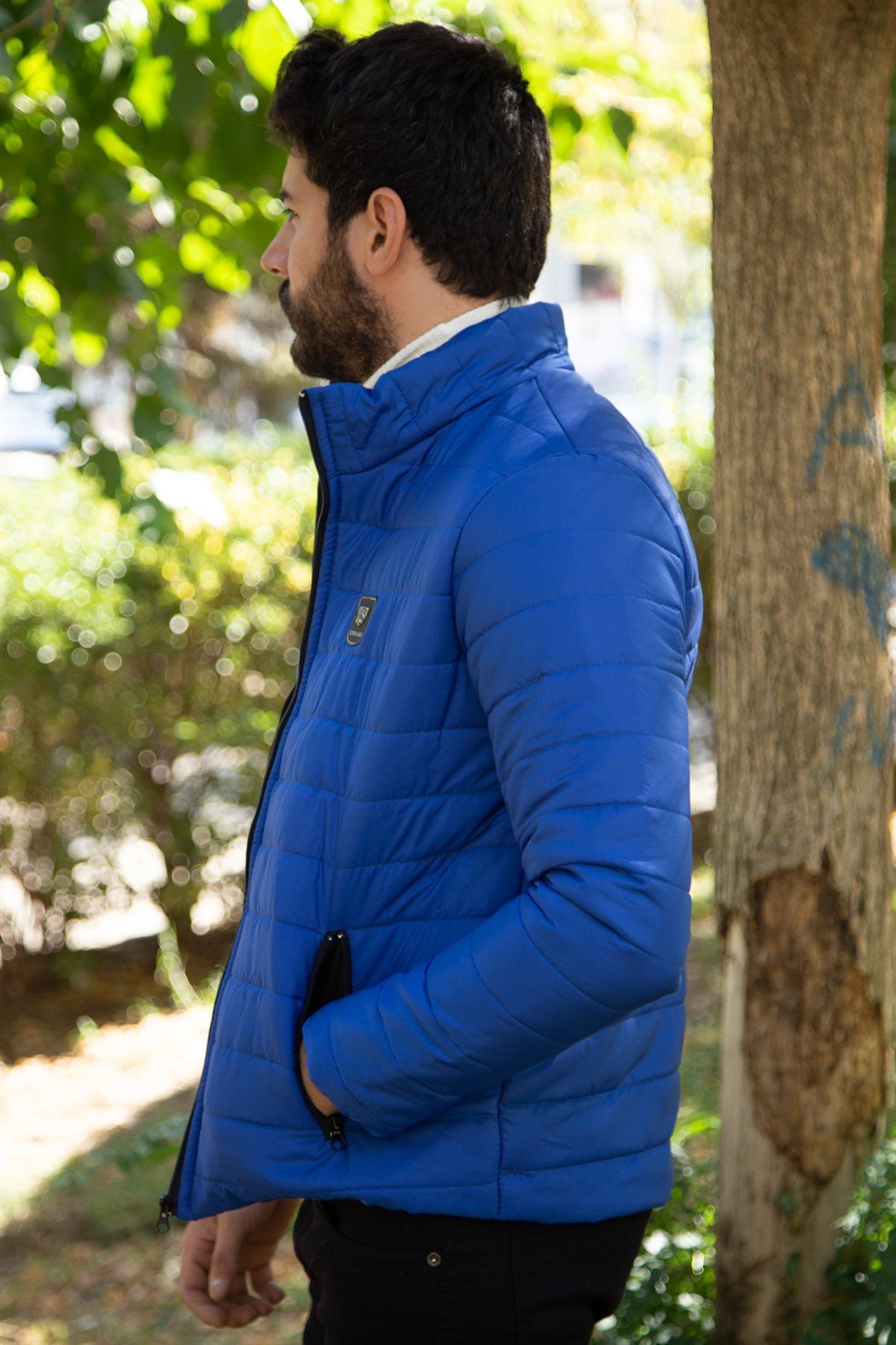 ERKEK Kapşonsuz Şişme Mont MAVI mont MAVI