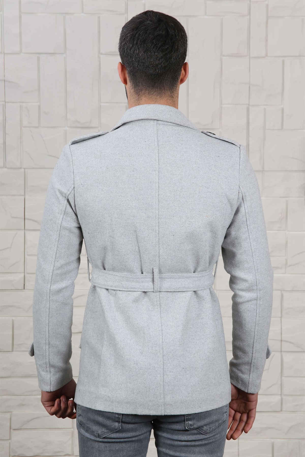 ERKEK KRUVAZE YAKA KAŞE MONT GRİ GRİ
