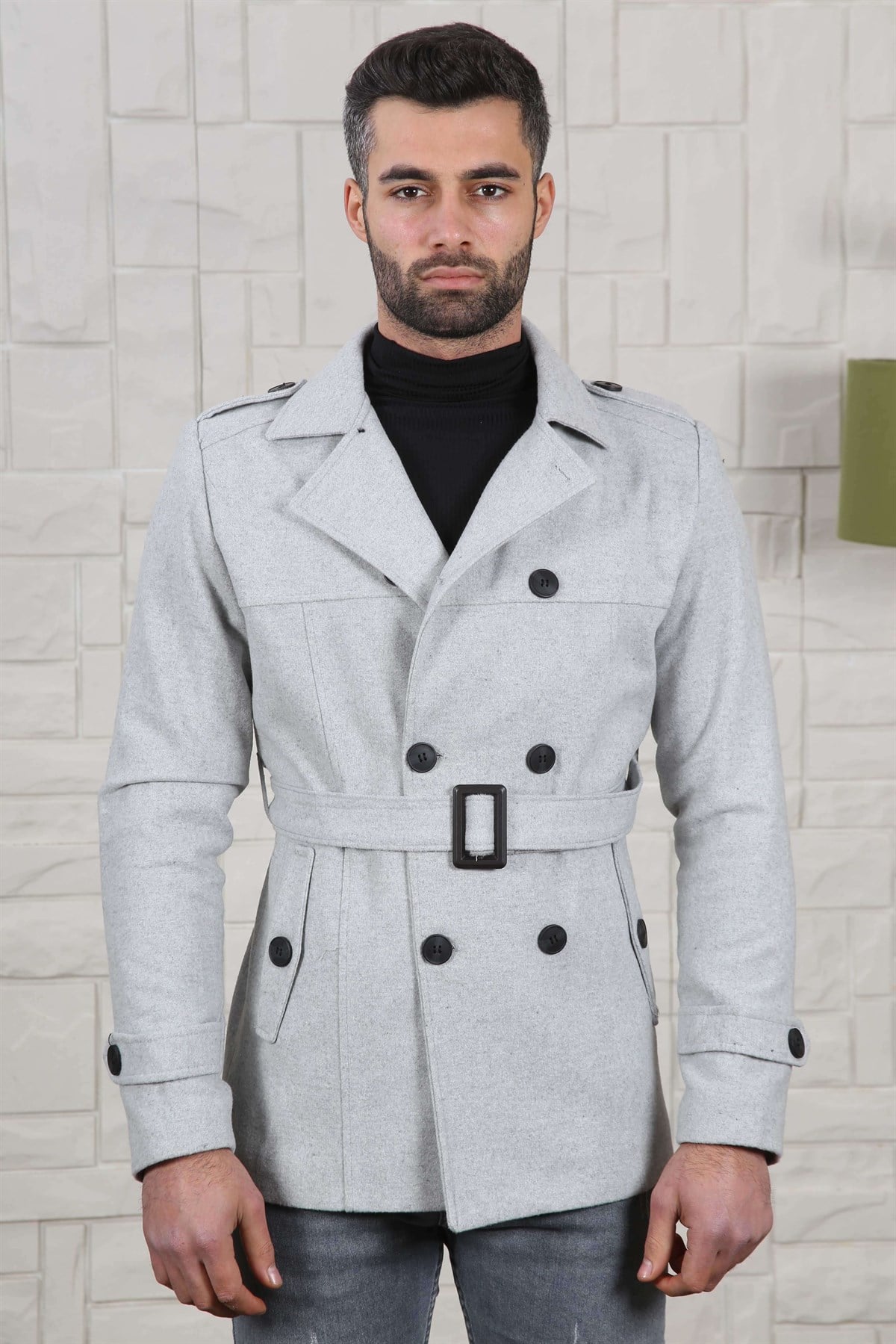 ERKEK KRUVAZE YAKA KAŞE MONT GRİ GRİ