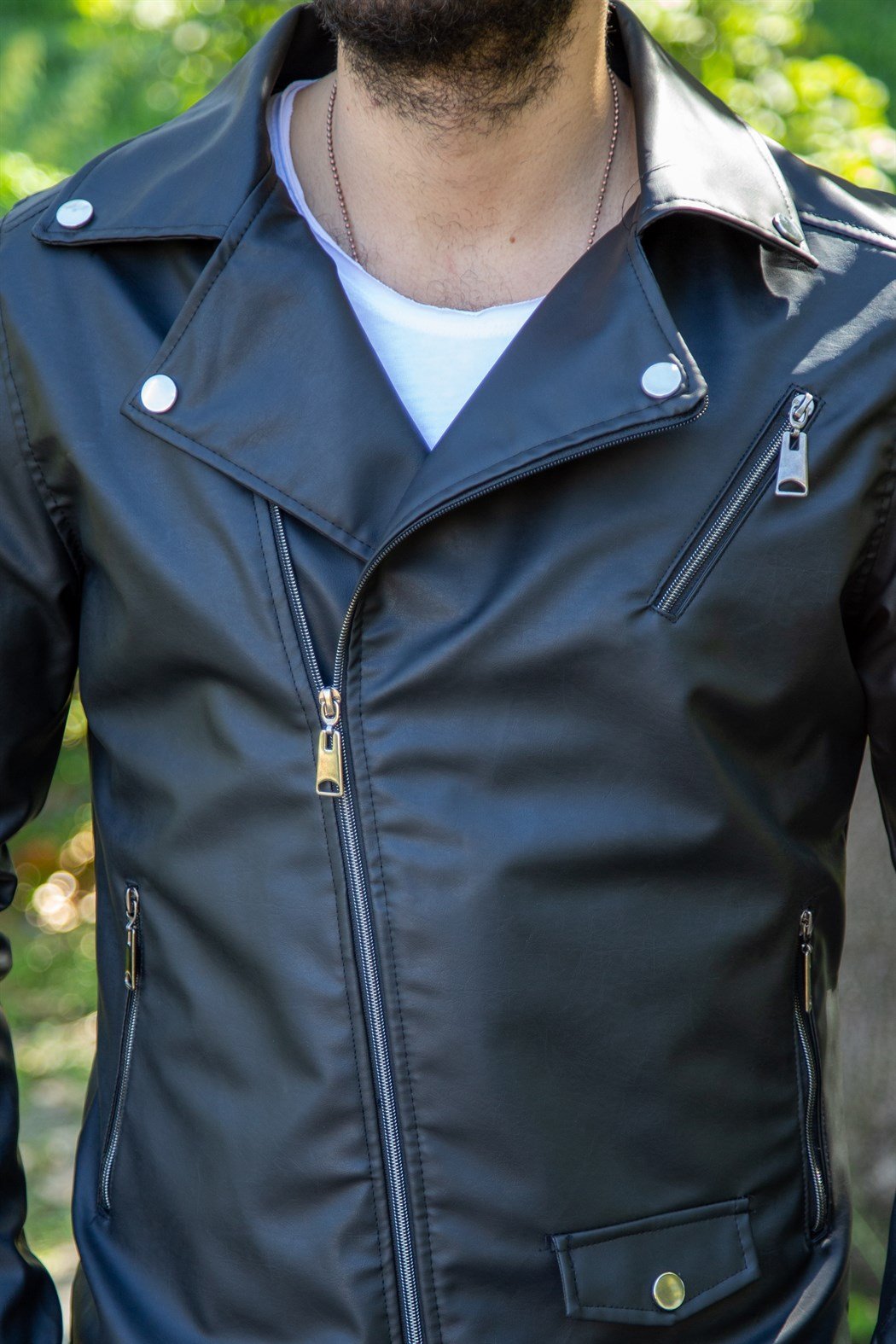 ERKEK  SİYAH Deri Mont SİYAH