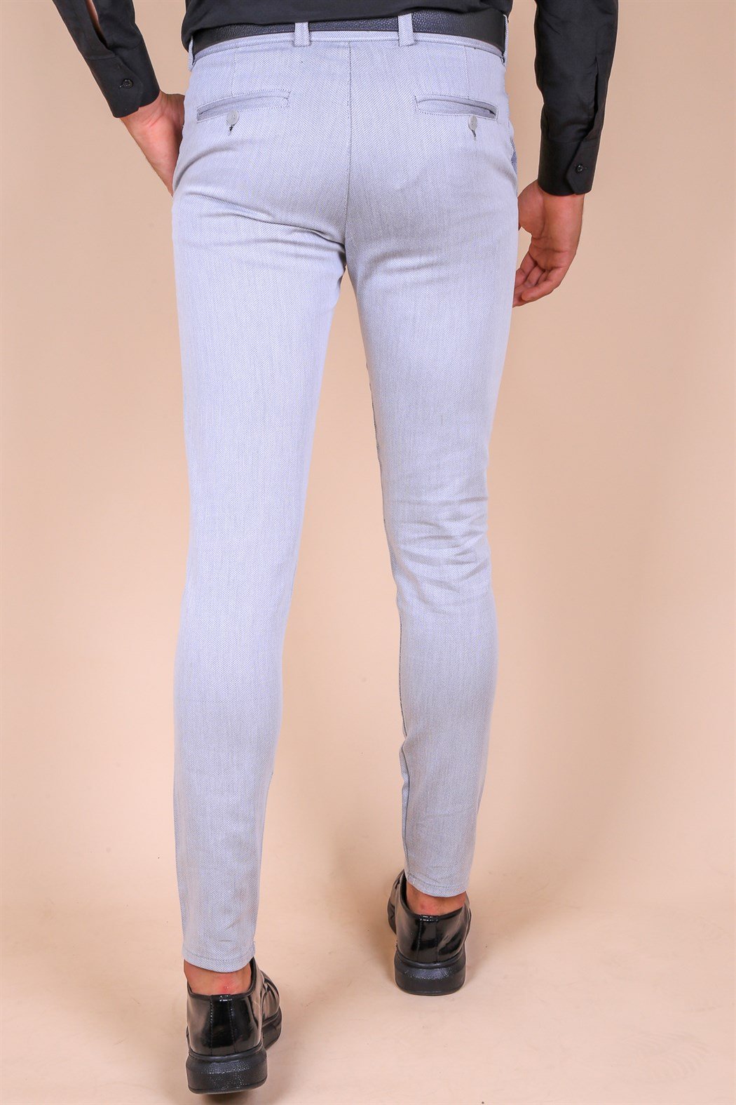 ERKEK SLİM FİT ARMÜRLÜ YAN CEP GRİ GRİ