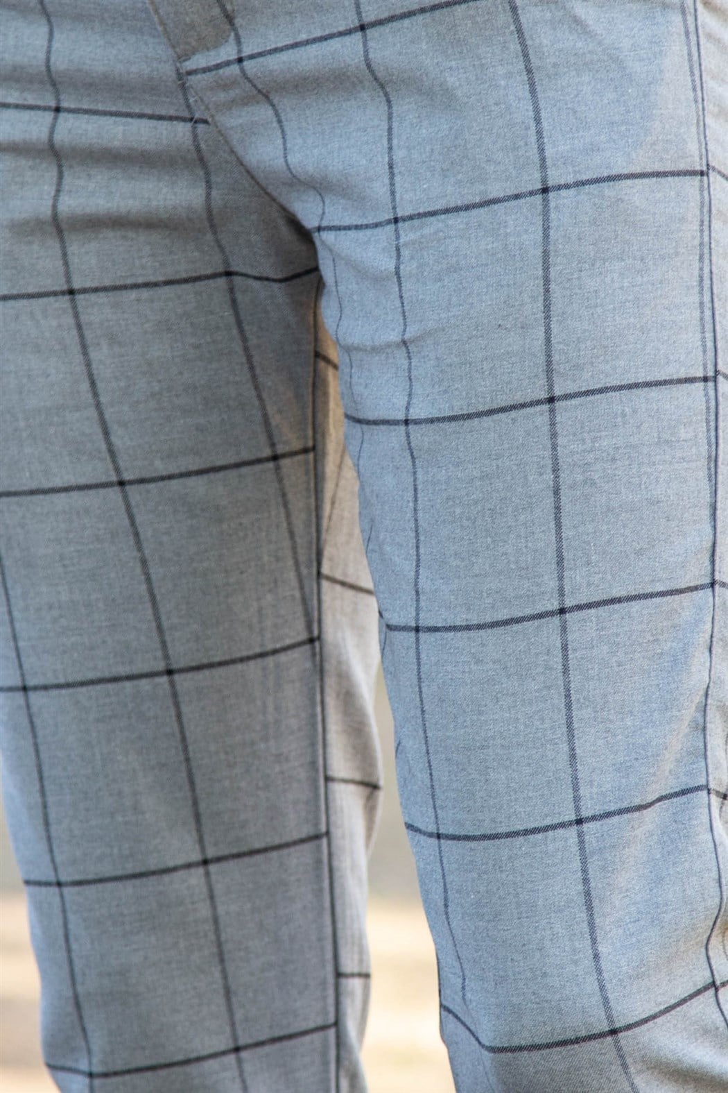 ERKEK SLİM FİT EKOSE YAN CEP FÜME FÜME