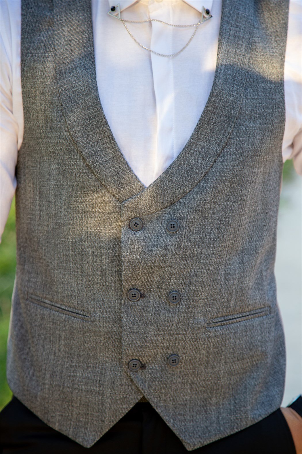 ERKEK SLİM FİT YELEK CEKET TAKIM GRİ GRİ