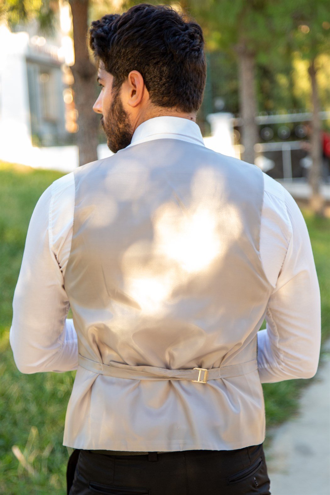 ERKEK SLİM FİT YELEK CEKET TAKIM GRİ GRİ