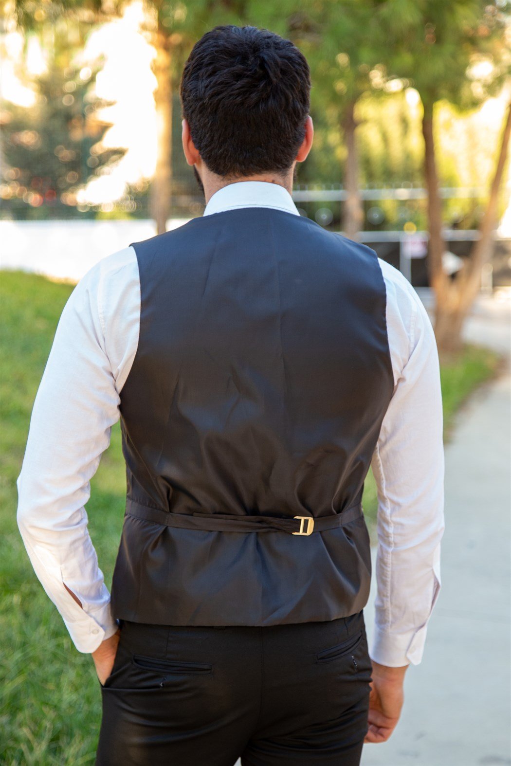 ERKEK SLİM FİT YELEK CEKET TAKIM SİYAH SİYAH