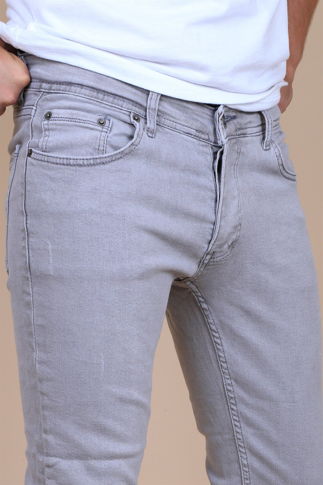 ERKEK SLIMFİT KOT PANTOLON GRİ JEAN GRİ