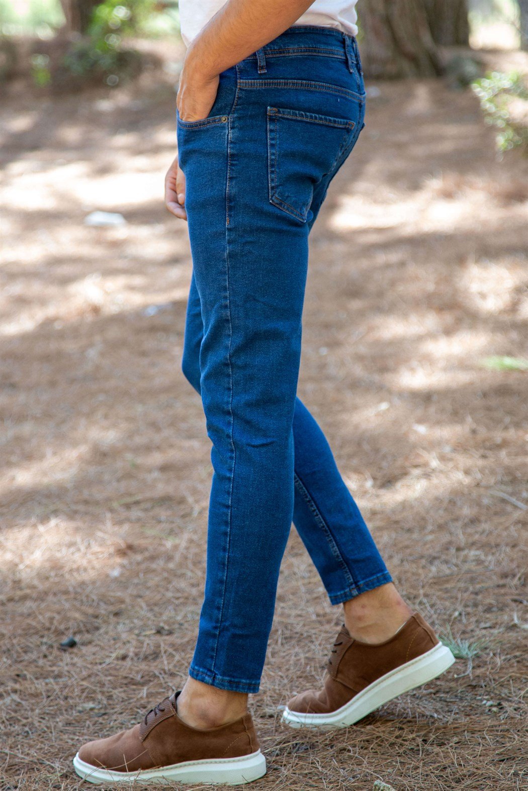 ERKEK SLIMFİT KOT PANTOLON ORTA MAVİ JEAN ORTA MAVİ