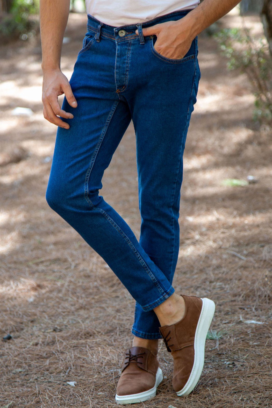 ERKEK SLIMFİT KOT PANTOLON ORTA MAVİ JEAN ORTA MAVİ