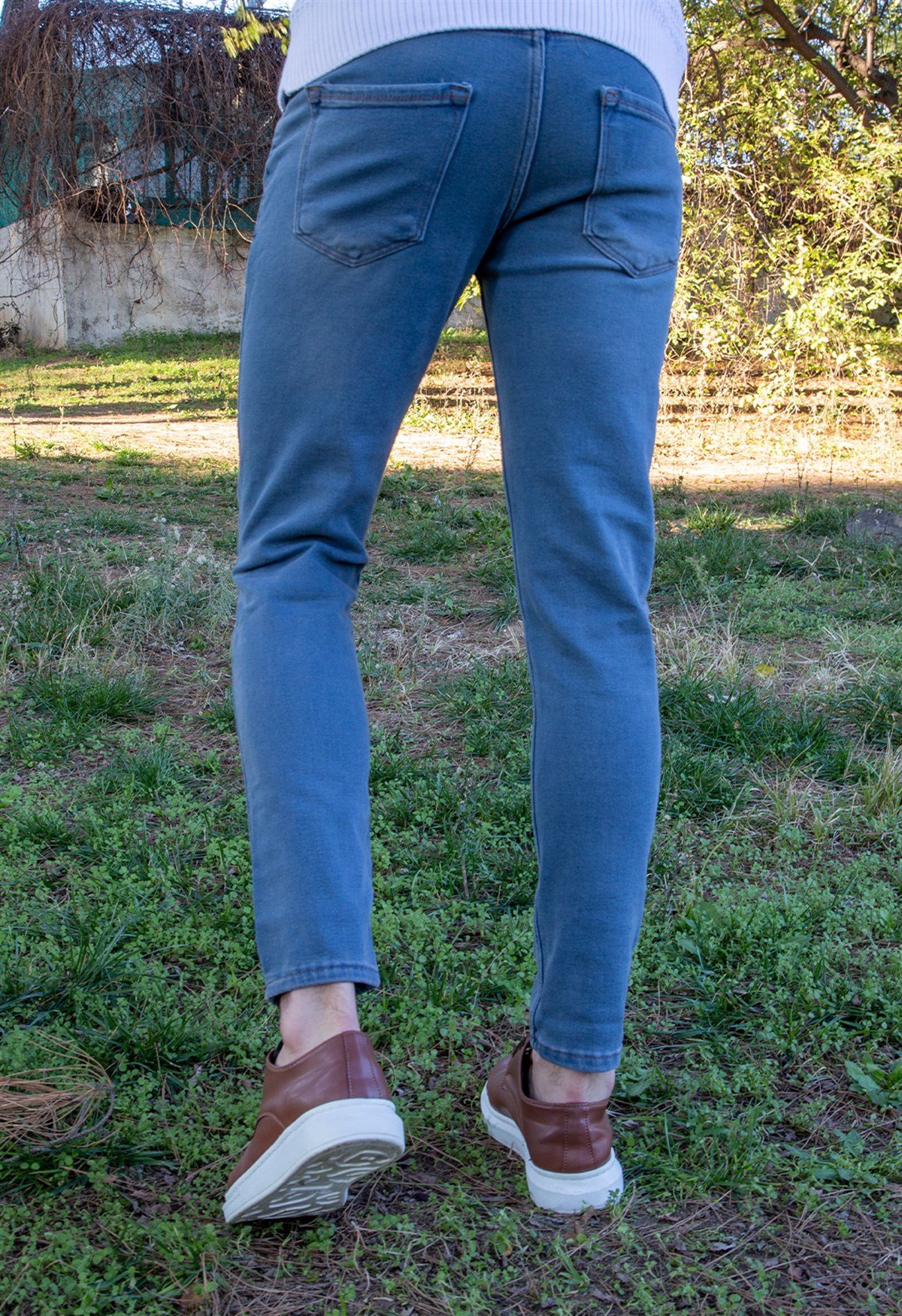 ERKEK SLIMFİT TIRNAKLI KOT PANTOLON KİRLİ MAVİ JEAN KİRLİ MAVİ