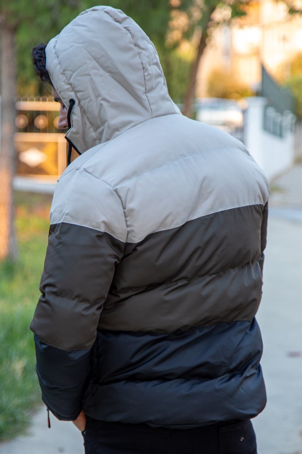 ERKEK ÜÇ RENK PARÇALI ŞİŞME MONT HAKİ YEŞİL mont HAKİ YEŞİL