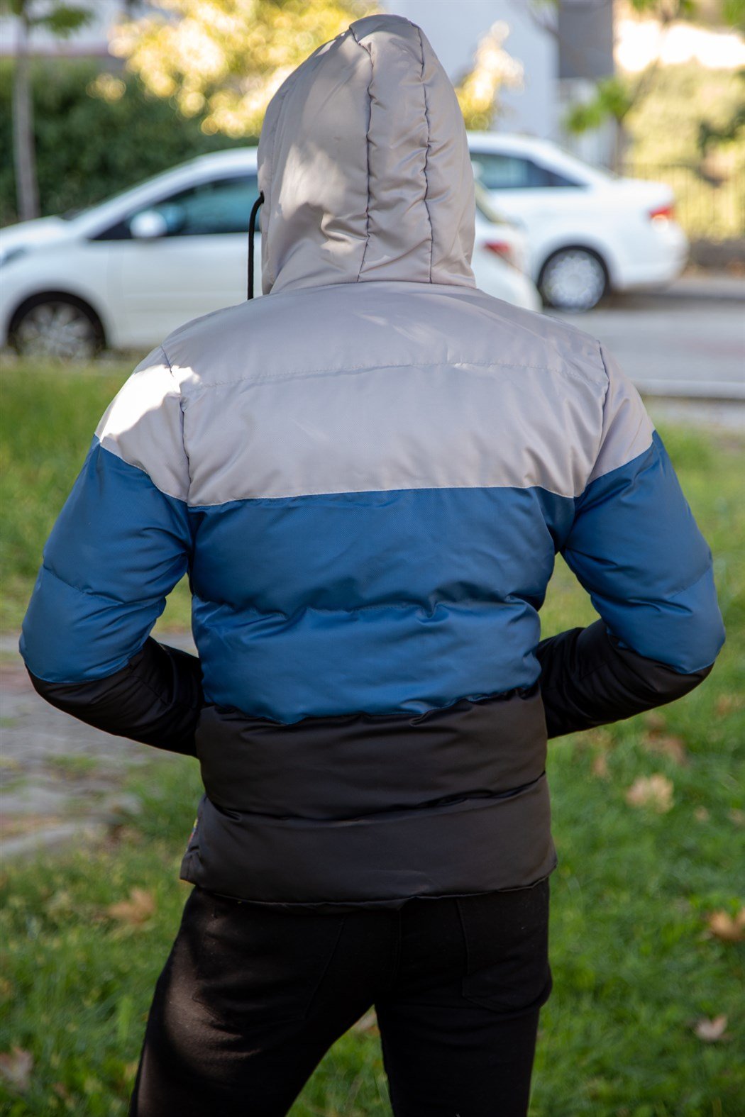 ERKEK ÜÇ RENK PARÇALI ŞİŞME MONT MAVİ mont MAVİ