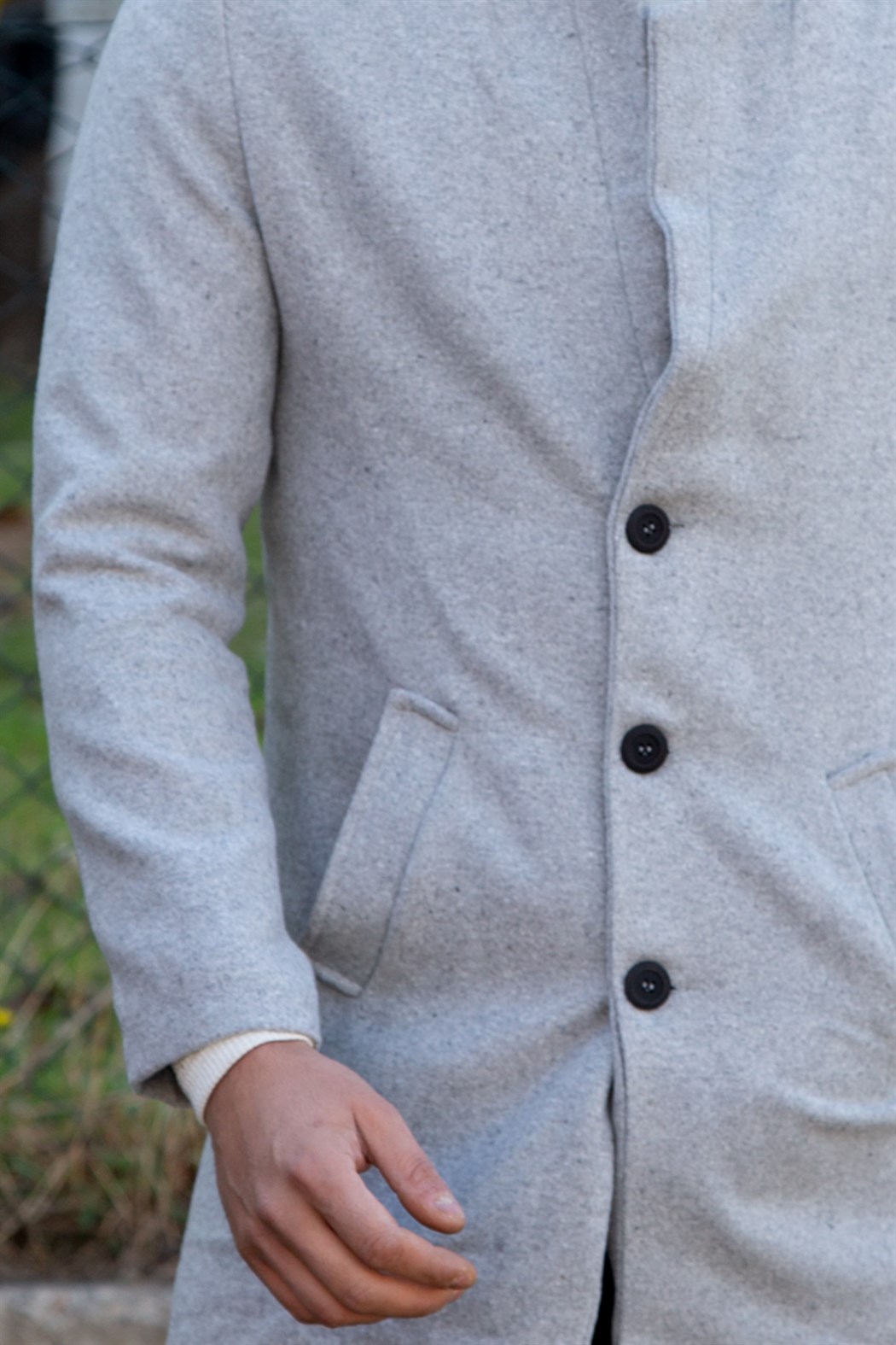 ERKEK Uzun Kaşe Kaban GRI mont GRI                                                         