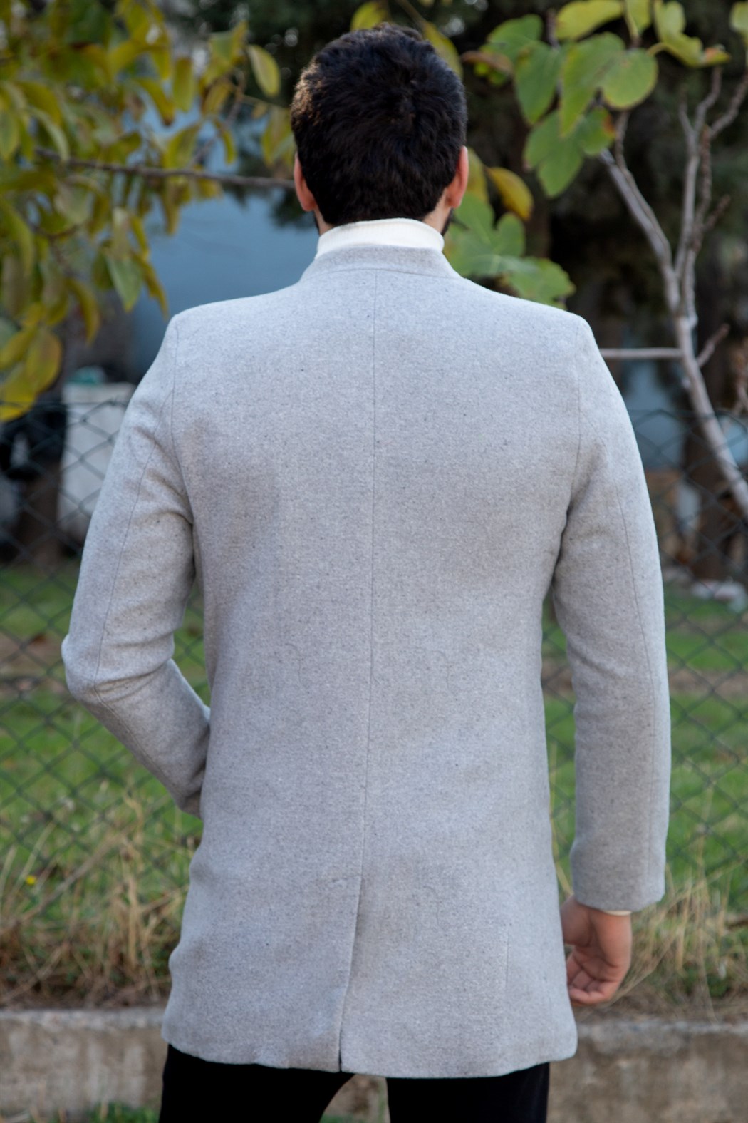 ERKEK Uzun Kaşe Kaban GRI mont GRI                                                         