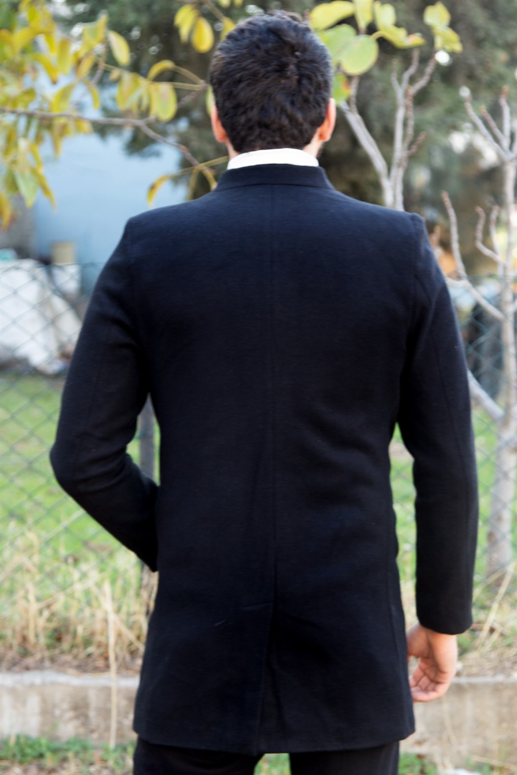 ERKEK Uzun Kaşe Kaban SIYAH mont SIYAH                                                       