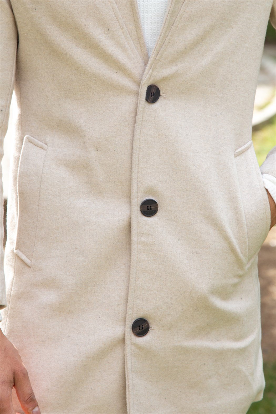 ERKEK Uzun Kaşe Mont BEJ KABAN BEJ