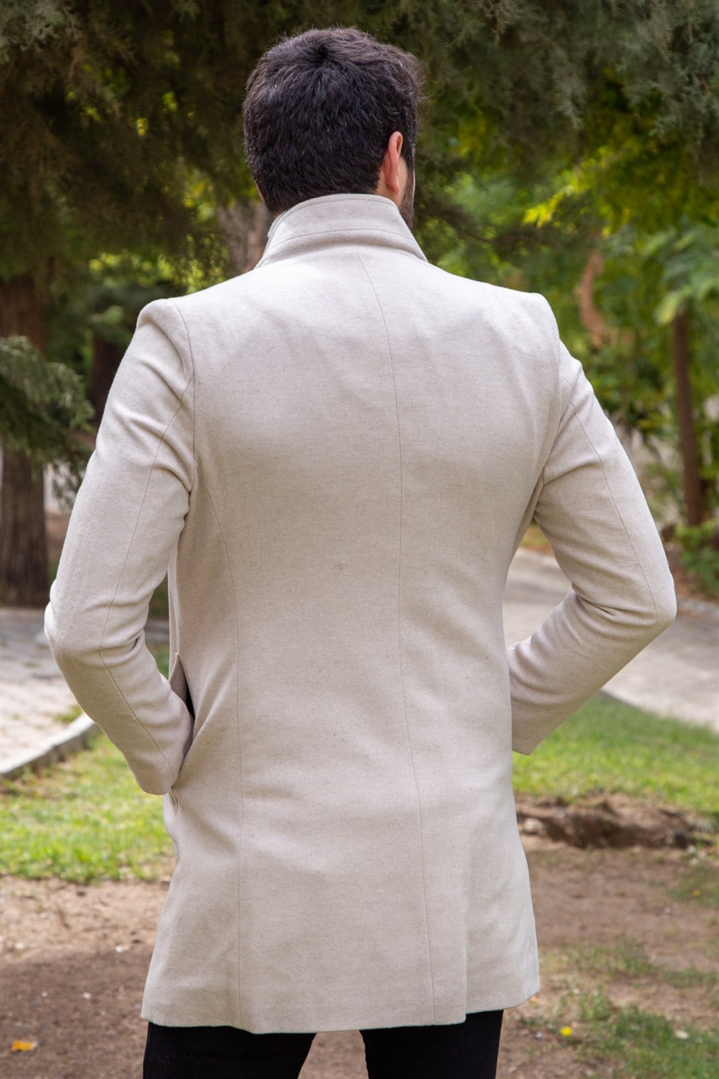 ERKEK Uzun Kaşe Mont BEJ KABAN BEJ