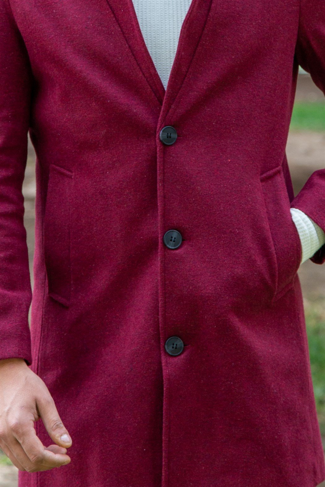 ERKEK Uzun Kaşe Mont BORDO KABAN BORDO