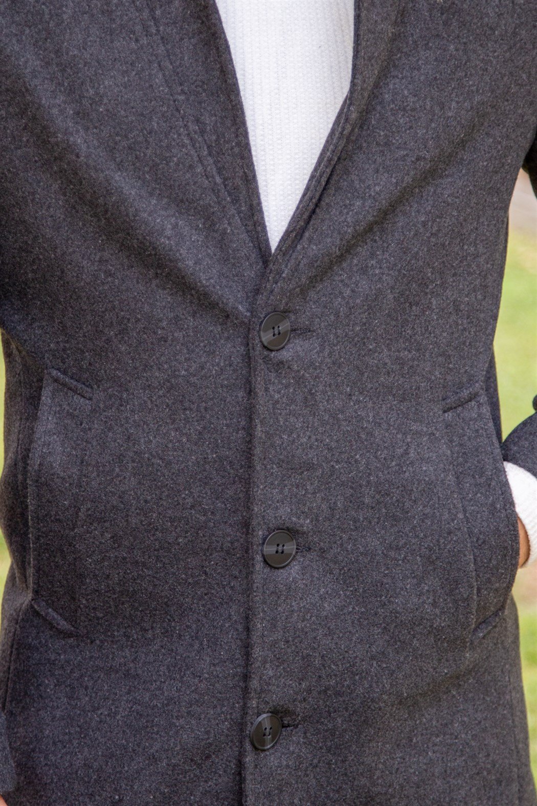 ERKEK Uzun Kaşe Mont FÜME KABAN FÜME