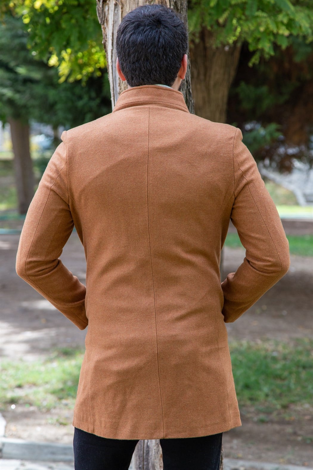 ERKEK Uzun Kaşe Mont TABA KABAN TABA