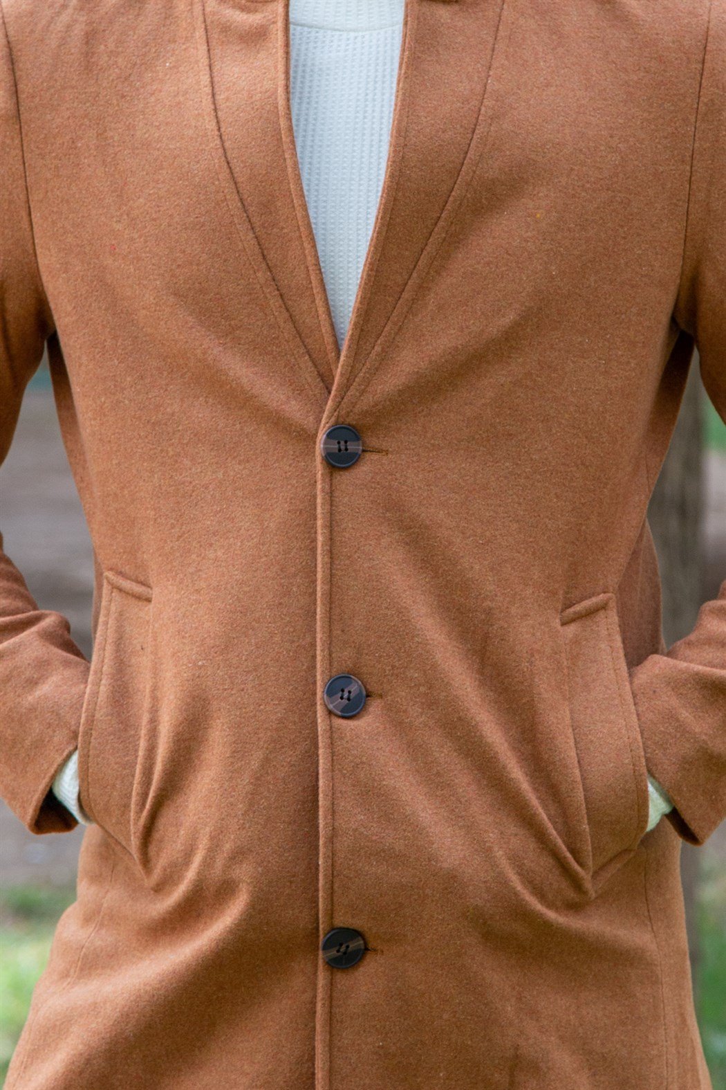 ERKEK Uzun Kaşe Mont TABA KABAN TABA