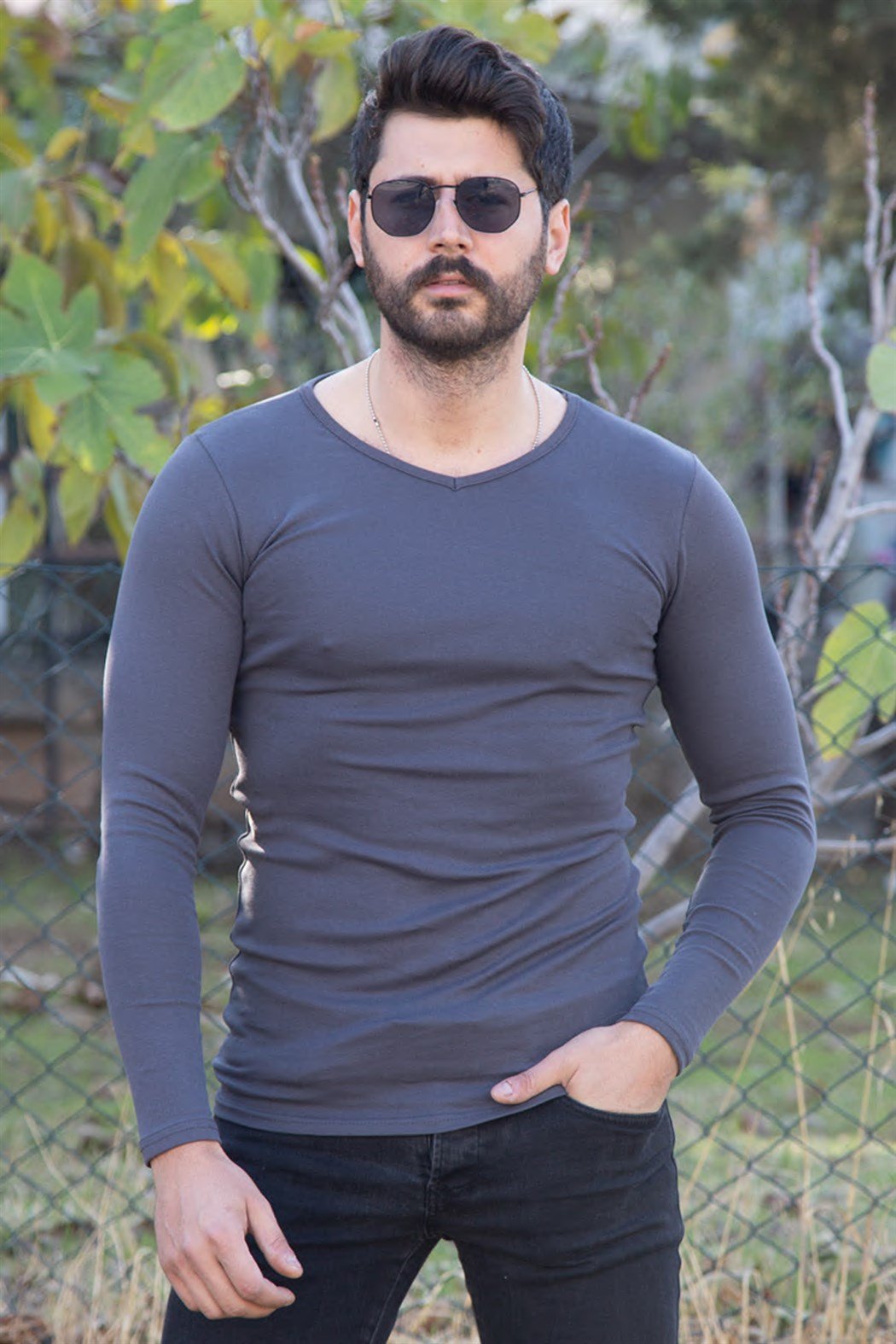 ERKEK V Yaka Uzun Kol Body ANTRASİT BODY ANTRASİT