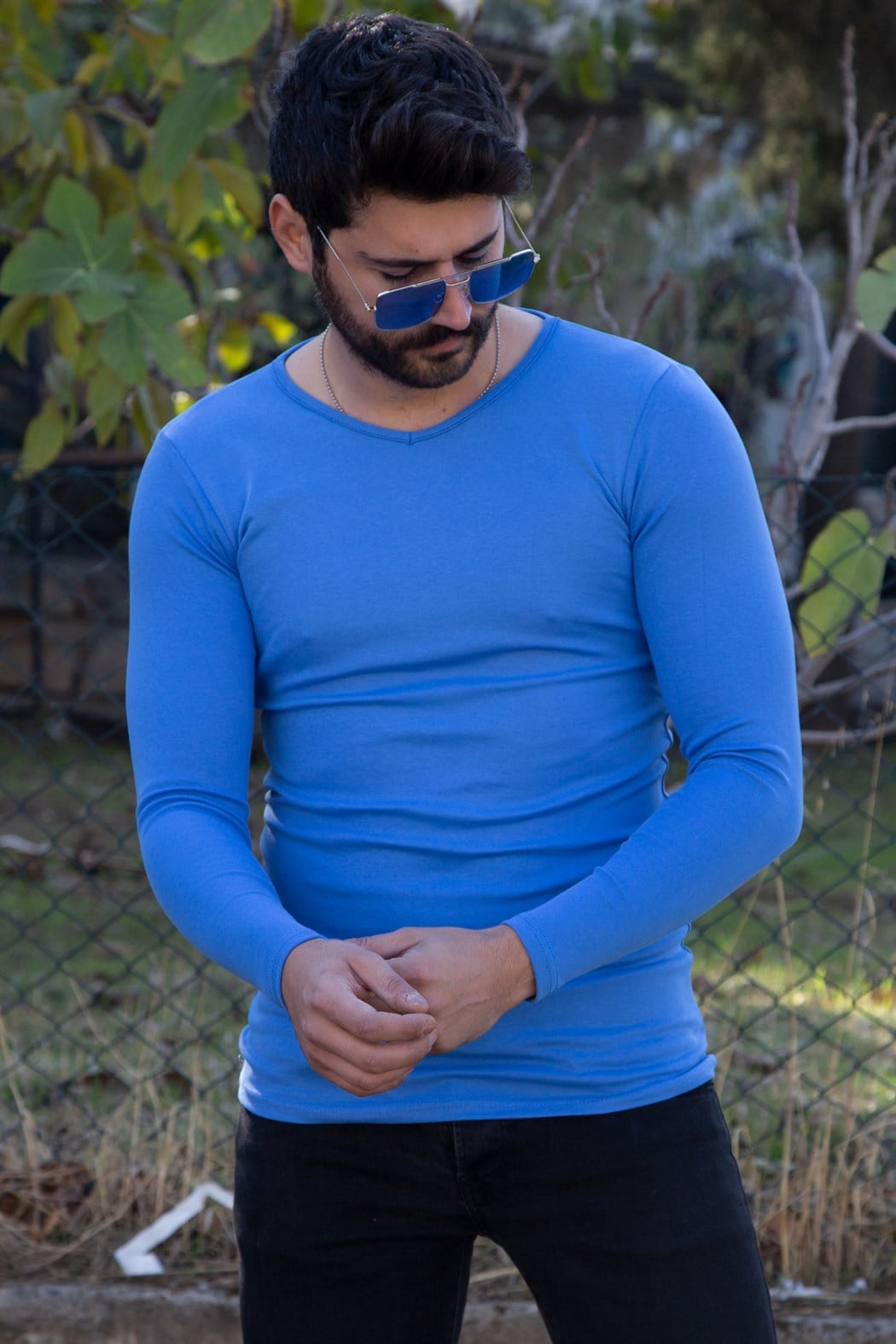 ERKEK V Yaka Uzun Kol Body MAVİ BODY MAVİ