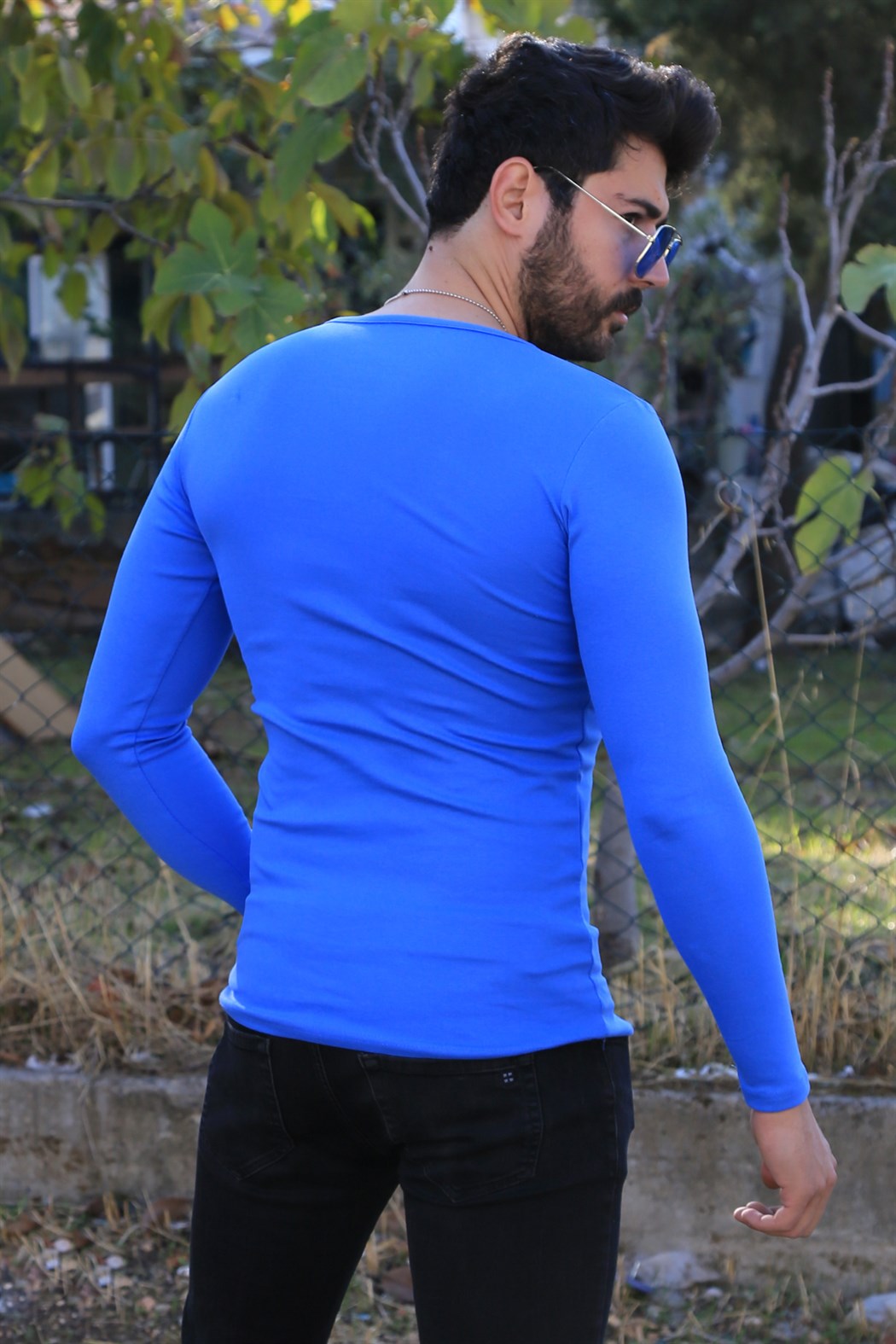 ERKEK V Yaka Uzun Kol Body MAVİ BODY MAVİ