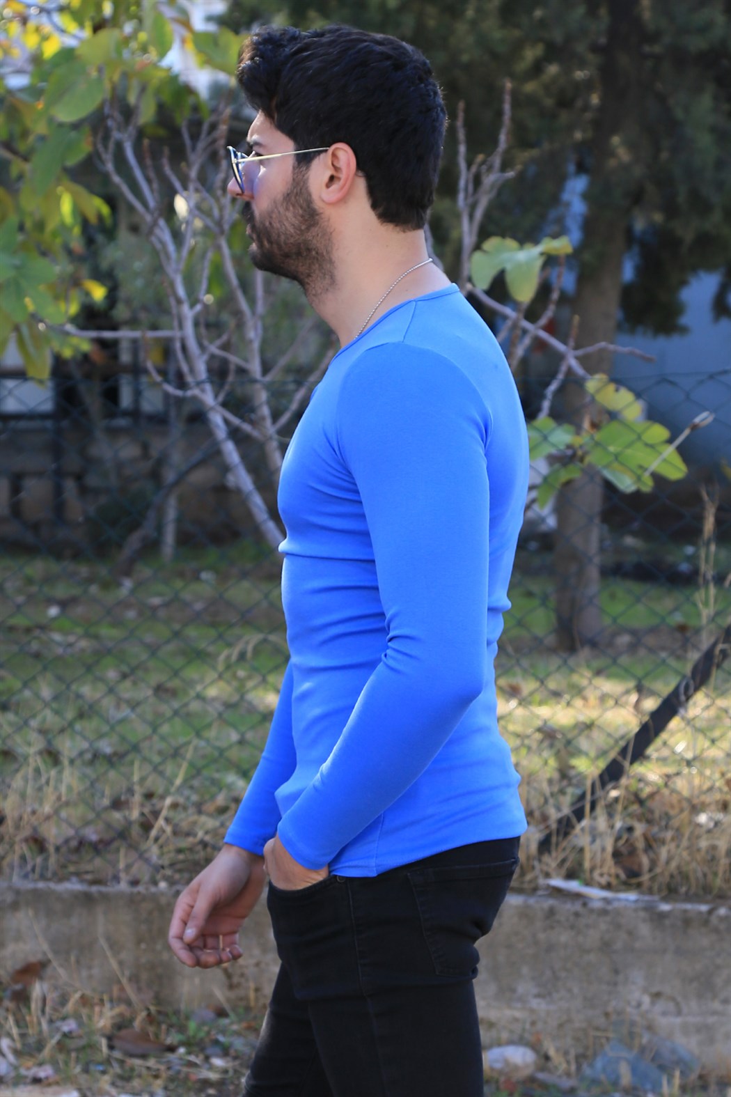 ERKEK V Yaka Uzun Kol Body MAVİ BODY MAVİ