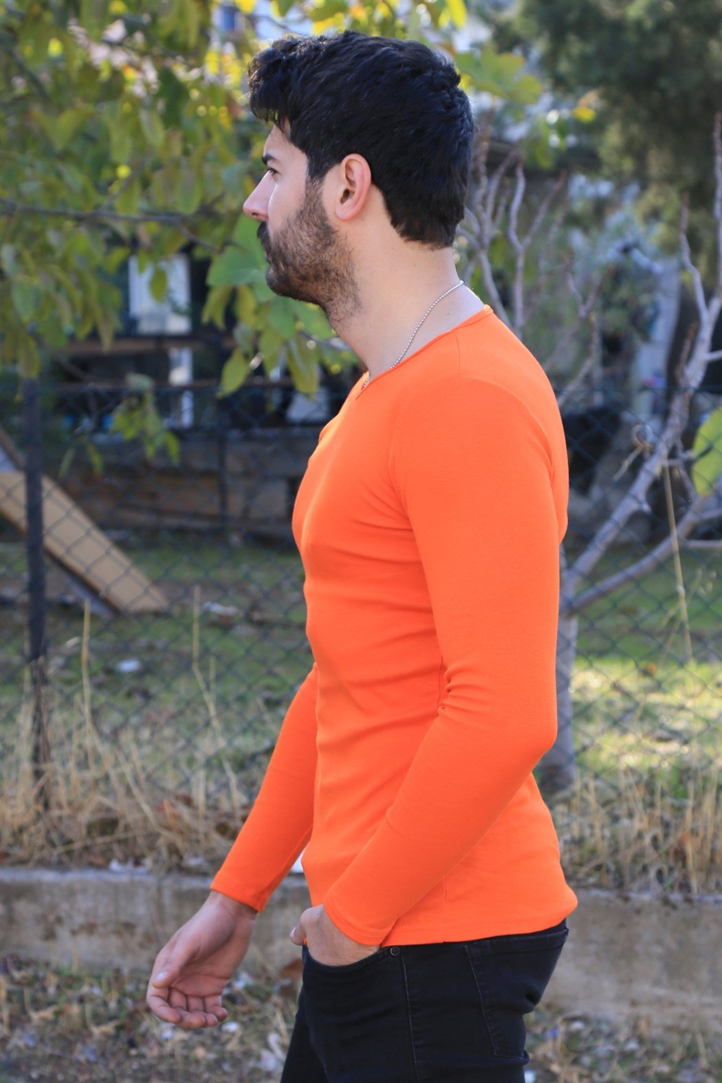 ERKEK V Yaka Uzun Kol Body TURUNCU BODY TURUNCU