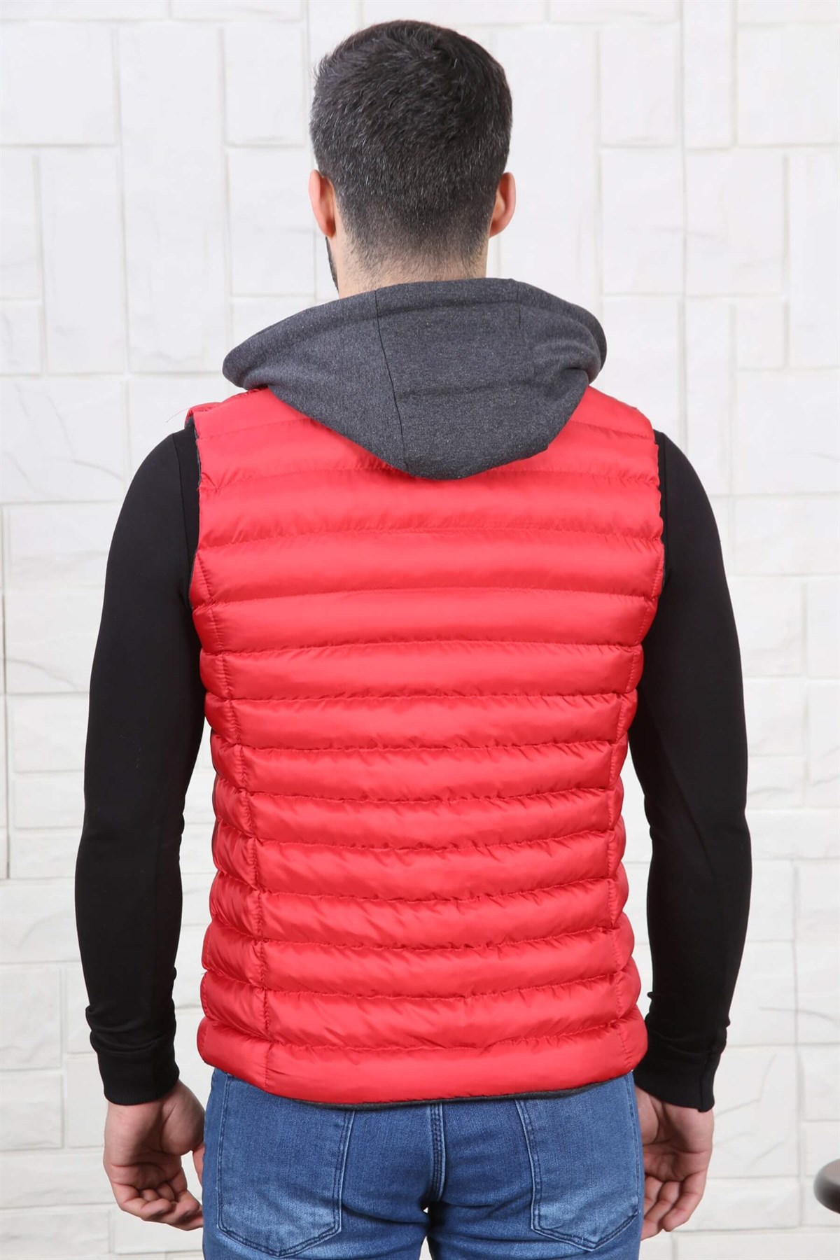 ERKEK YELEK KAPŞONLU ŞİŞME ERKEK KIRMIZI KIRMIZI