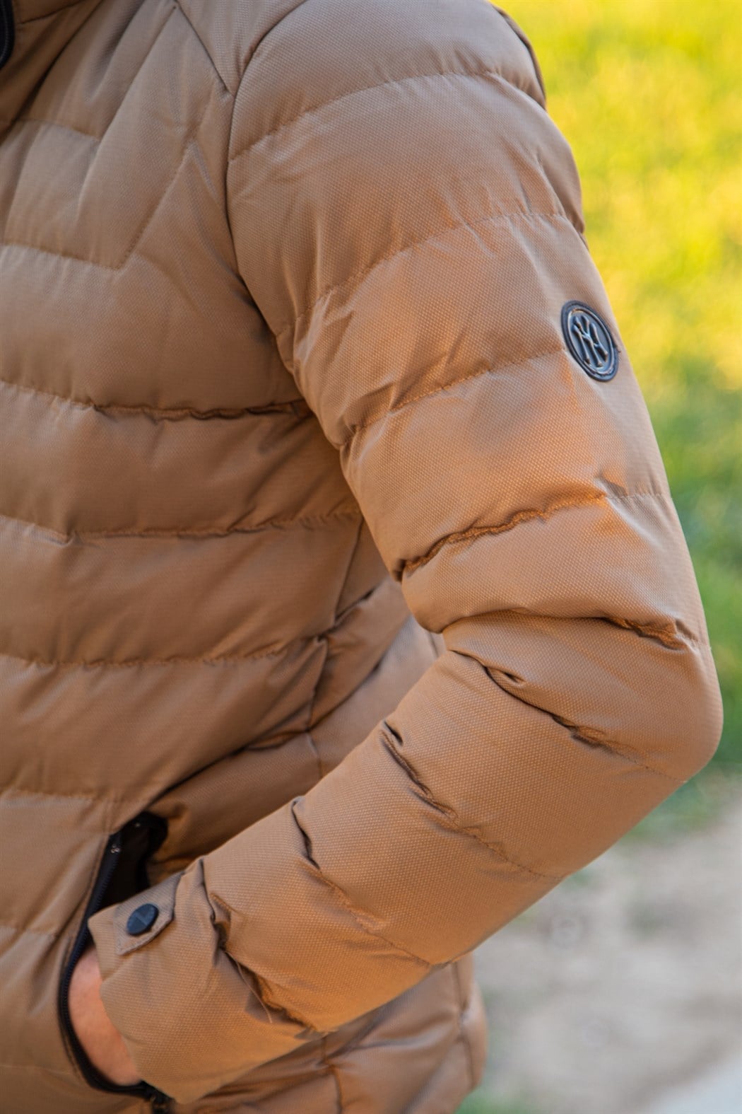 ERKEK YN ARMALI KAPŞONLU ŞİŞME MONT BEJ mont BEJ