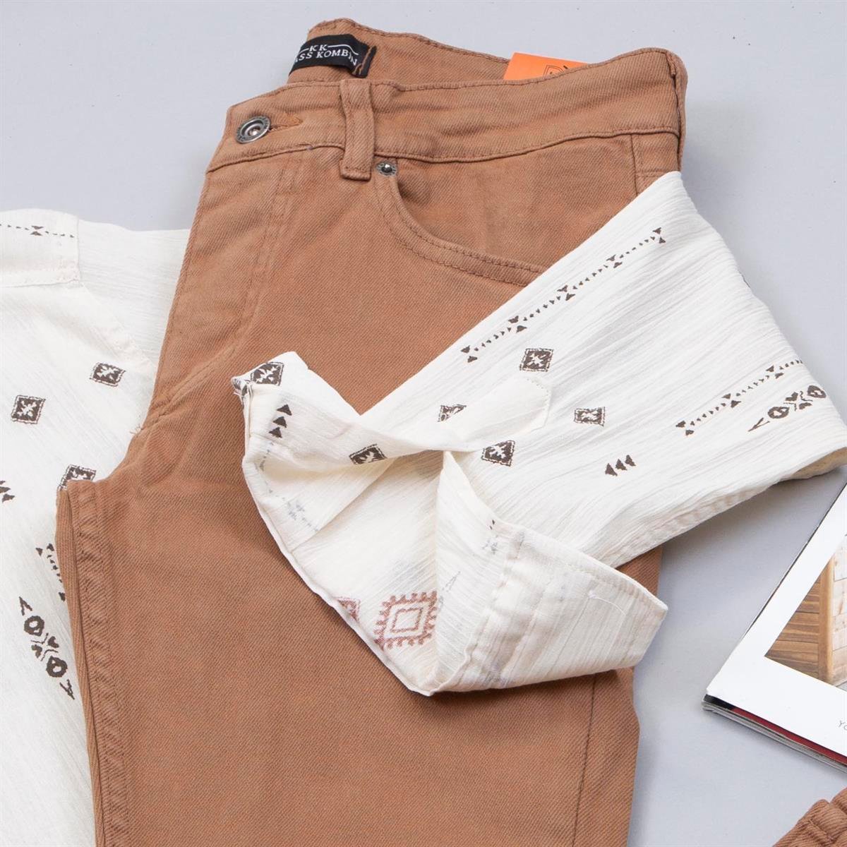 Etnik Desenli Gömlek Pantolon Ayakkabı Kombin