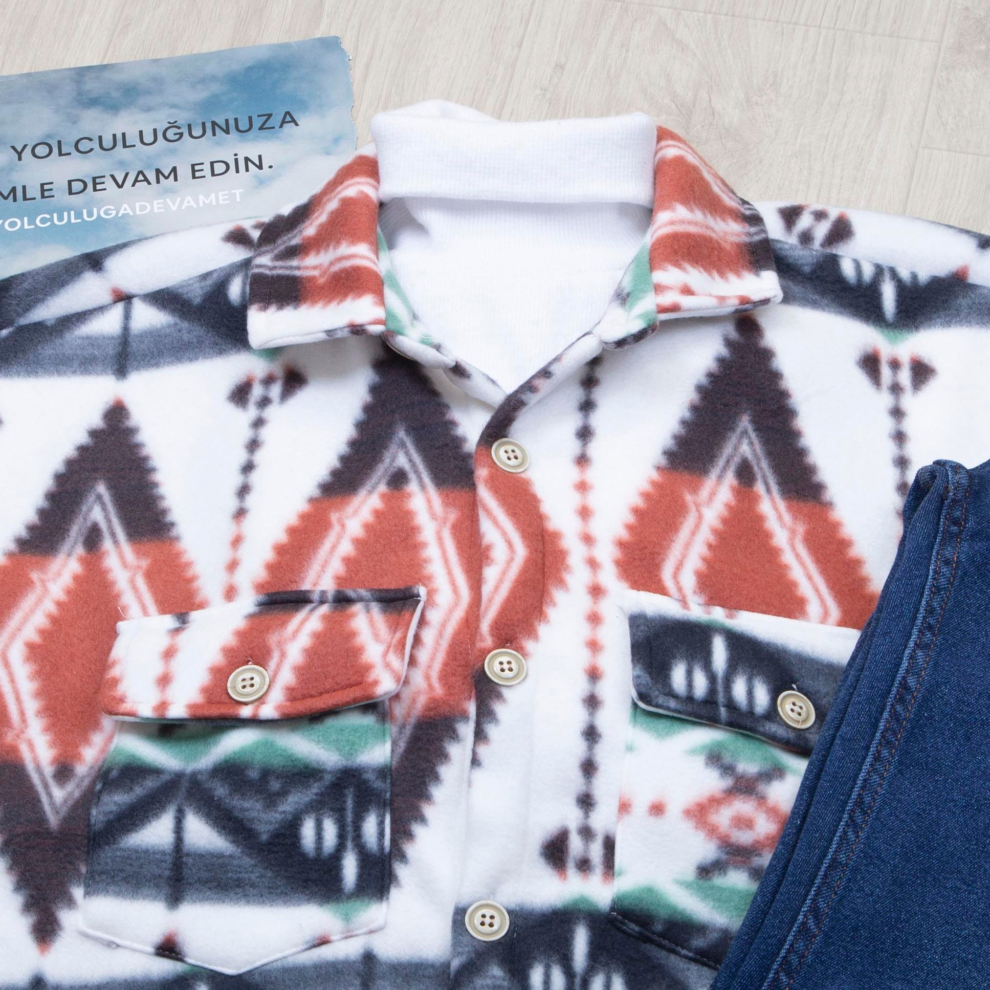 Etnik Desenli Polar Gömlek Body Pantolon Bot Kombin