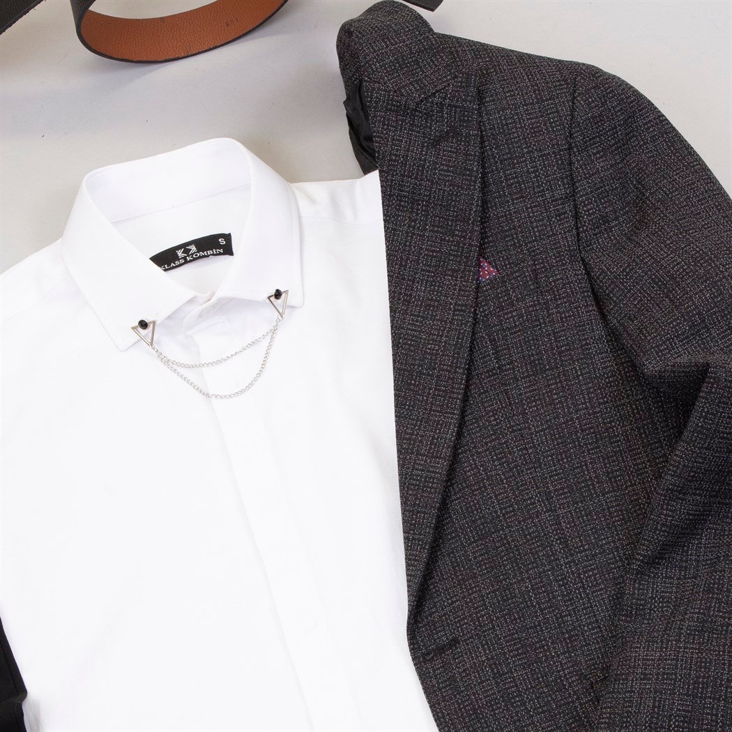 Füme Blazer Ceket Gömlek Pantolon Ayakkabı Kombin