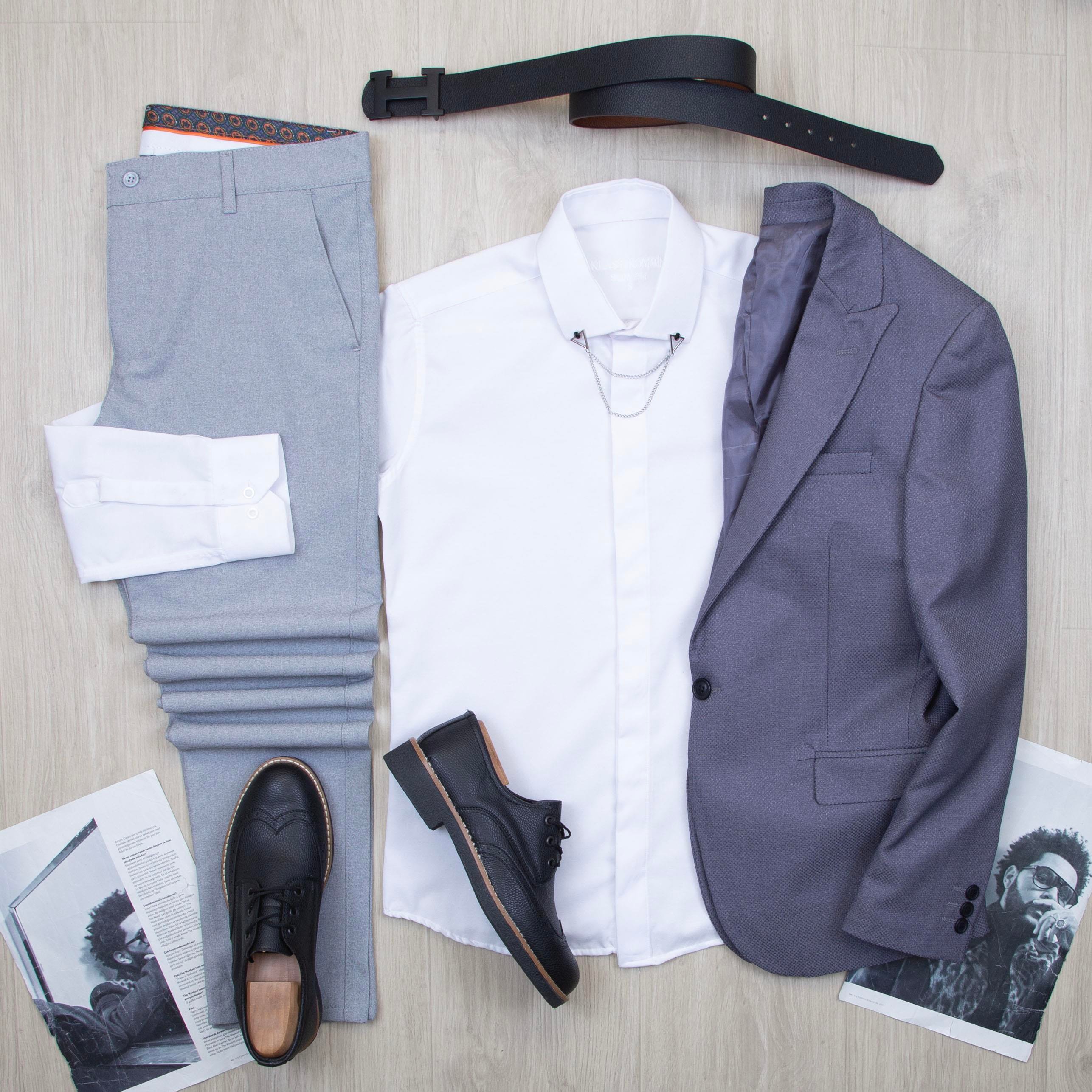 Füme Blazer Ceket Gömlek Pantolon Ayakkabı Kombin