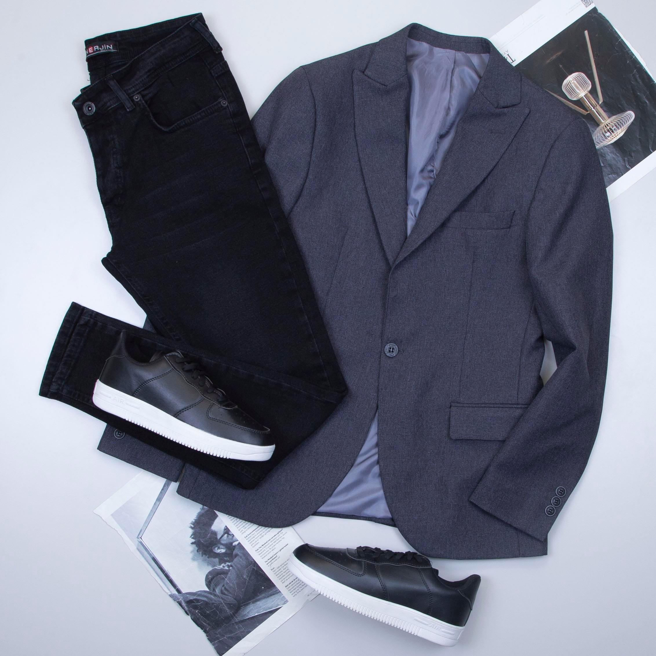 Füme Blazer Ceket Pantolon Ayakkabı Kombin