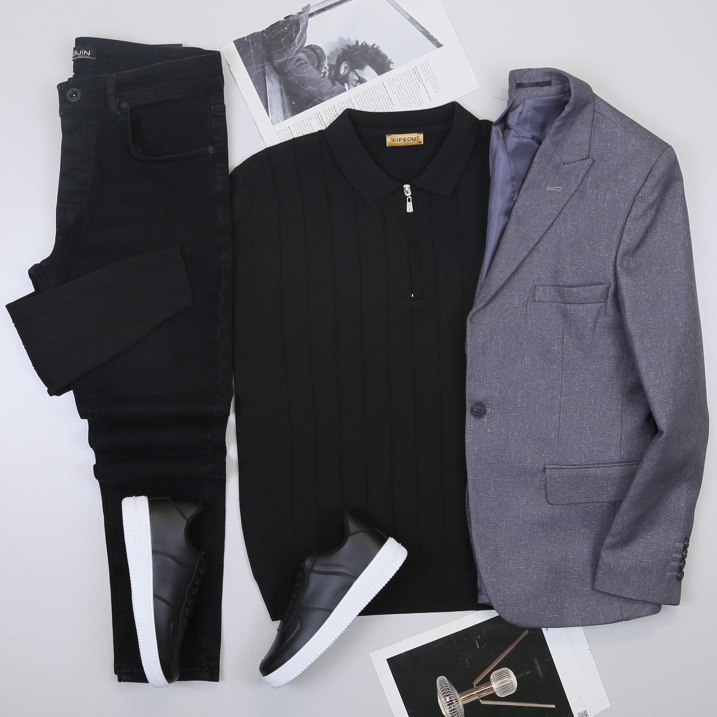 Füme Blazer Ceket Triko Kazak Pantolon Ayakkabı Kombin