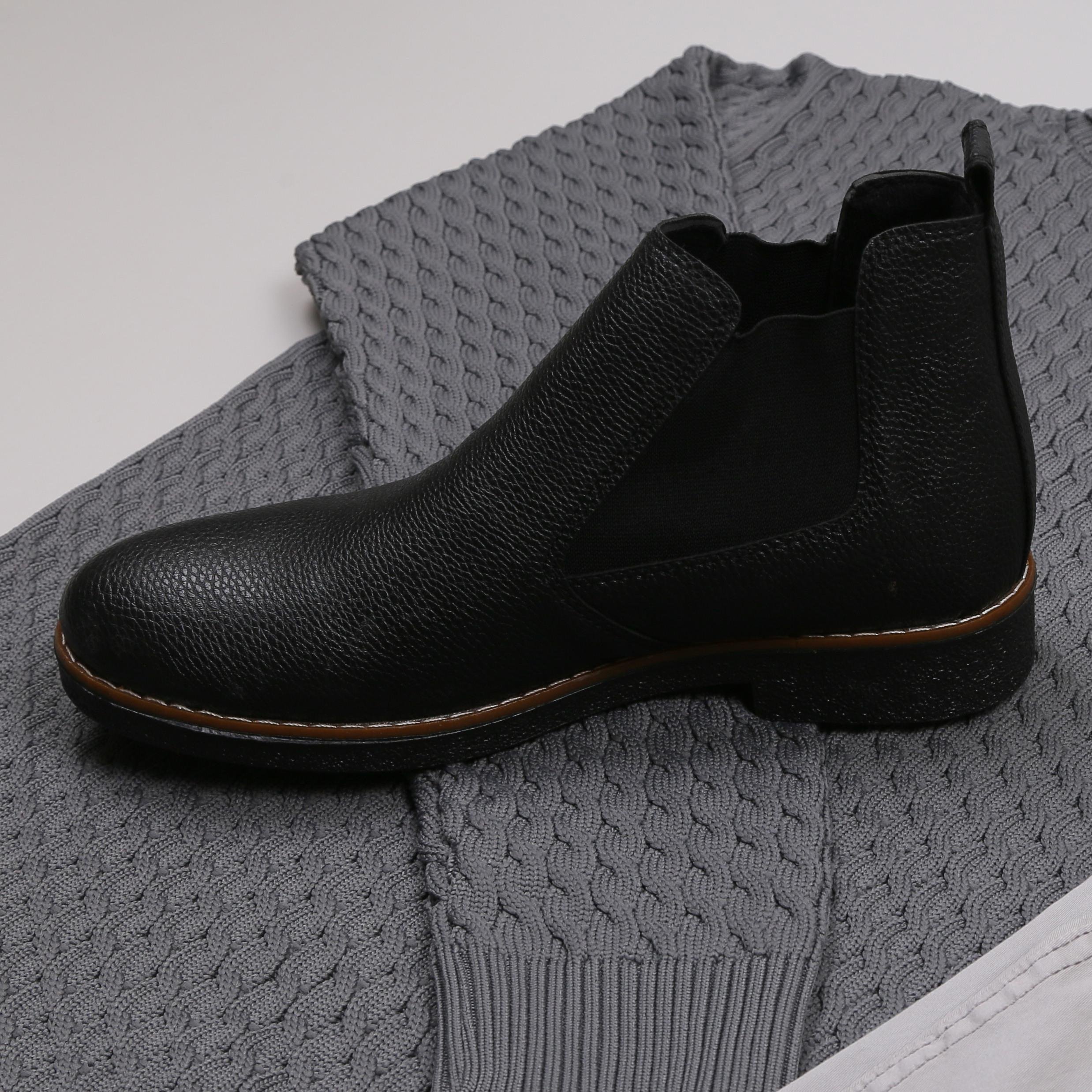 Füme Boğazlı triko Siyah kot Pantolon