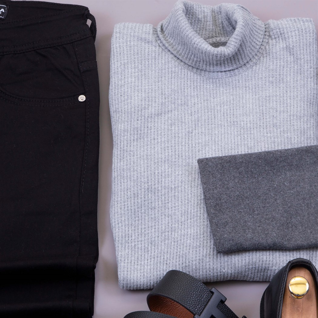 Füme  Ceket Kazak Pantolon Ayakkabı Kombin