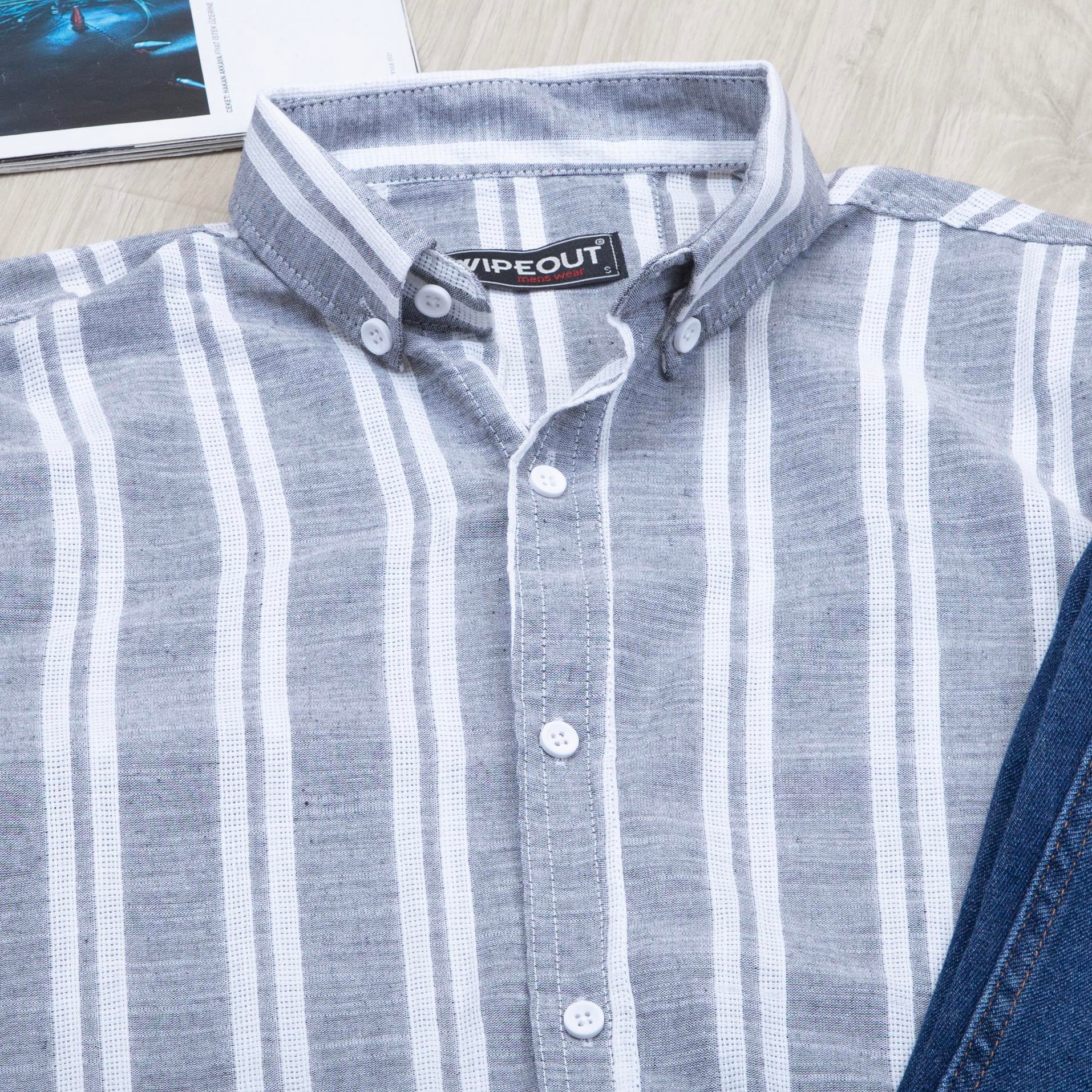 Füme çizgili Gömlek Pantolon Ayakkabı Kombin