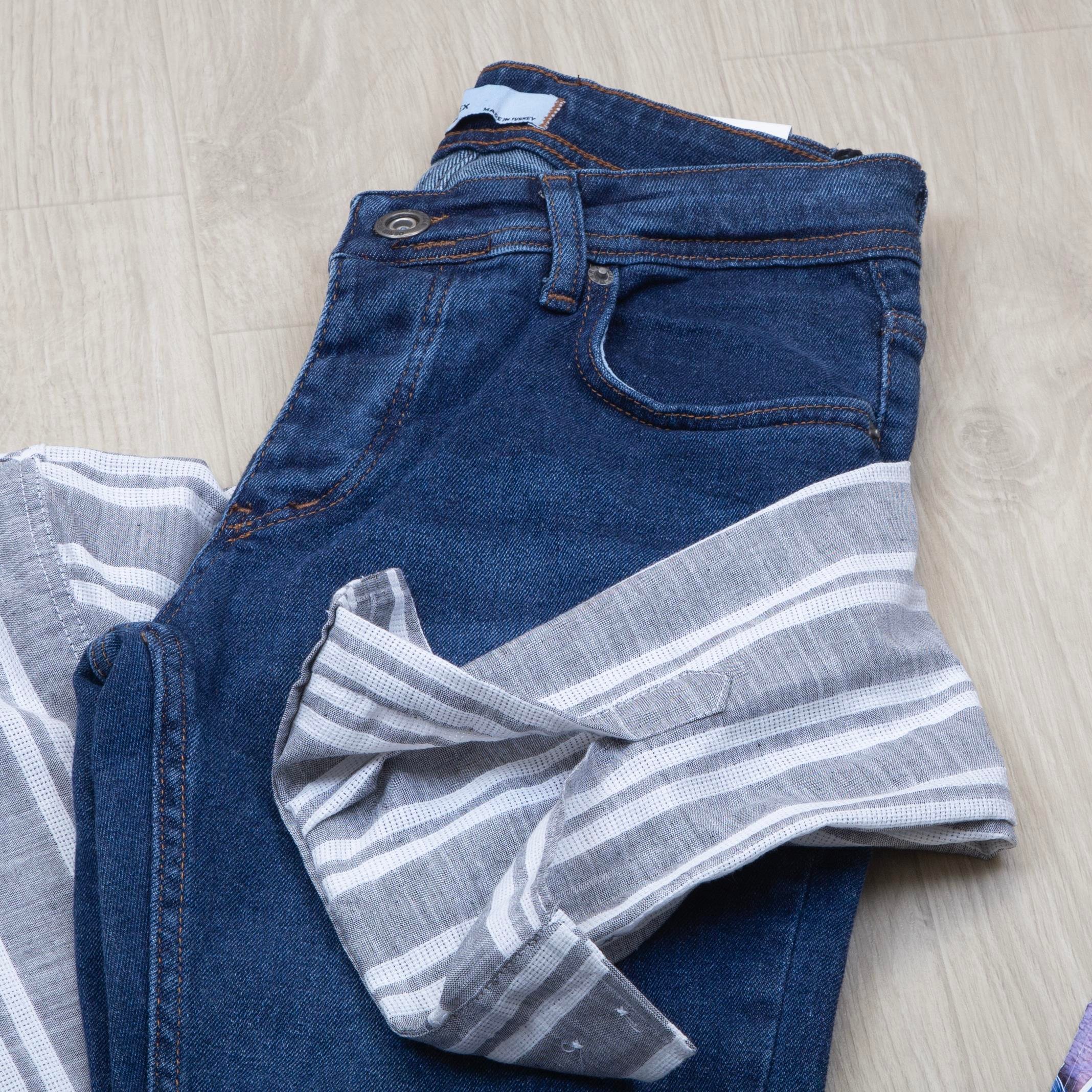 Füme çizgili Gömlek Pantolon Ayakkabı Kombin