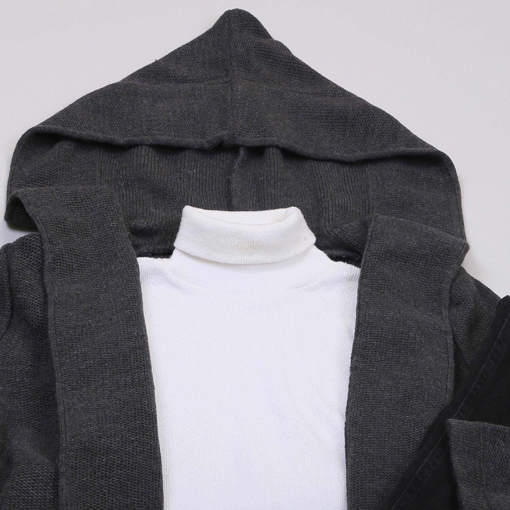 Füme Kapşonlu Hırka Boğazlı Body Pantolon Bot Kombin