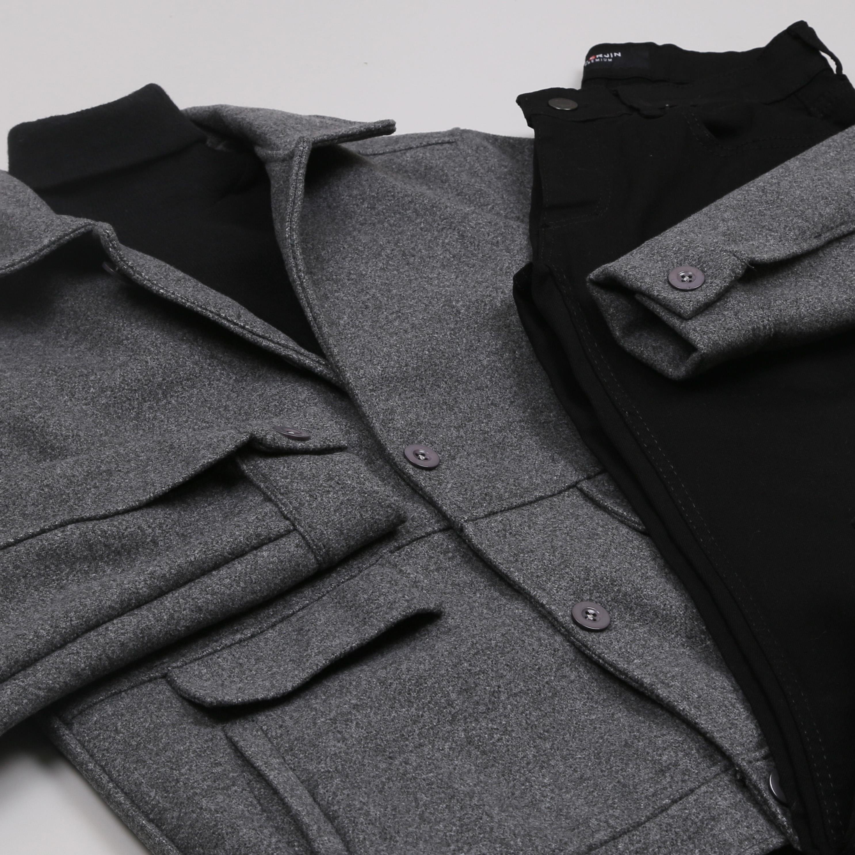 Füme Kaşe Ceket Boğazlı Body Kot Pantolon Bot Kombini